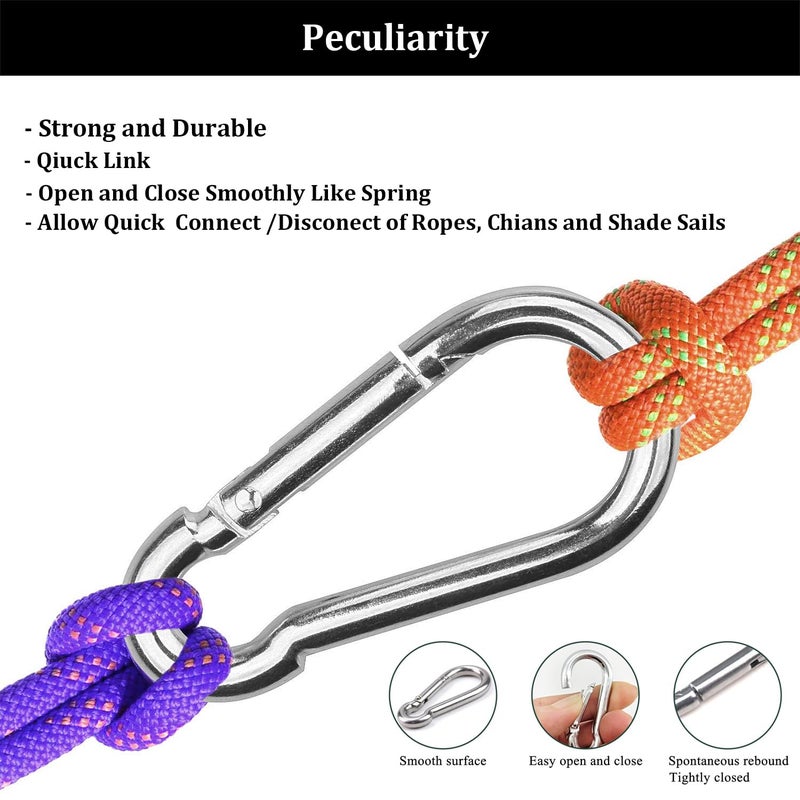 Ailengy 50 Pack 3Inch Safety Spring Snap Hook, 5/16I Galvanized Steel Quick Link Carabiner Clip Hooks, Heavy Duty Steel Clip Buckle for Camping Hiking, Hiking Boating, Fishing, and Traveling - Image 4